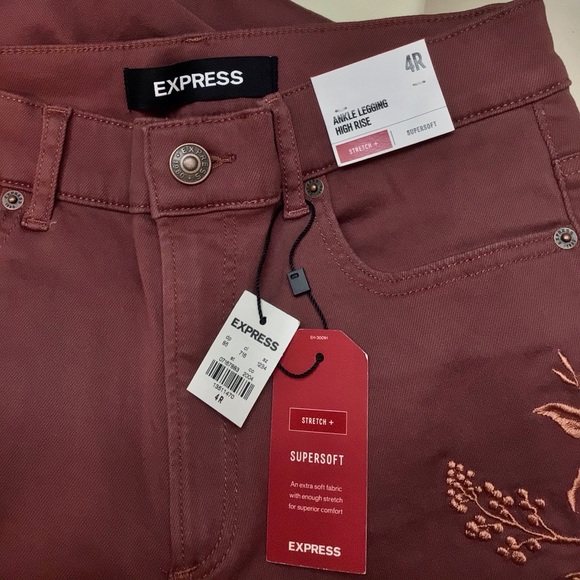 Express Ankle Legging High Rise Embroidered Pants - Picture 4 of 5